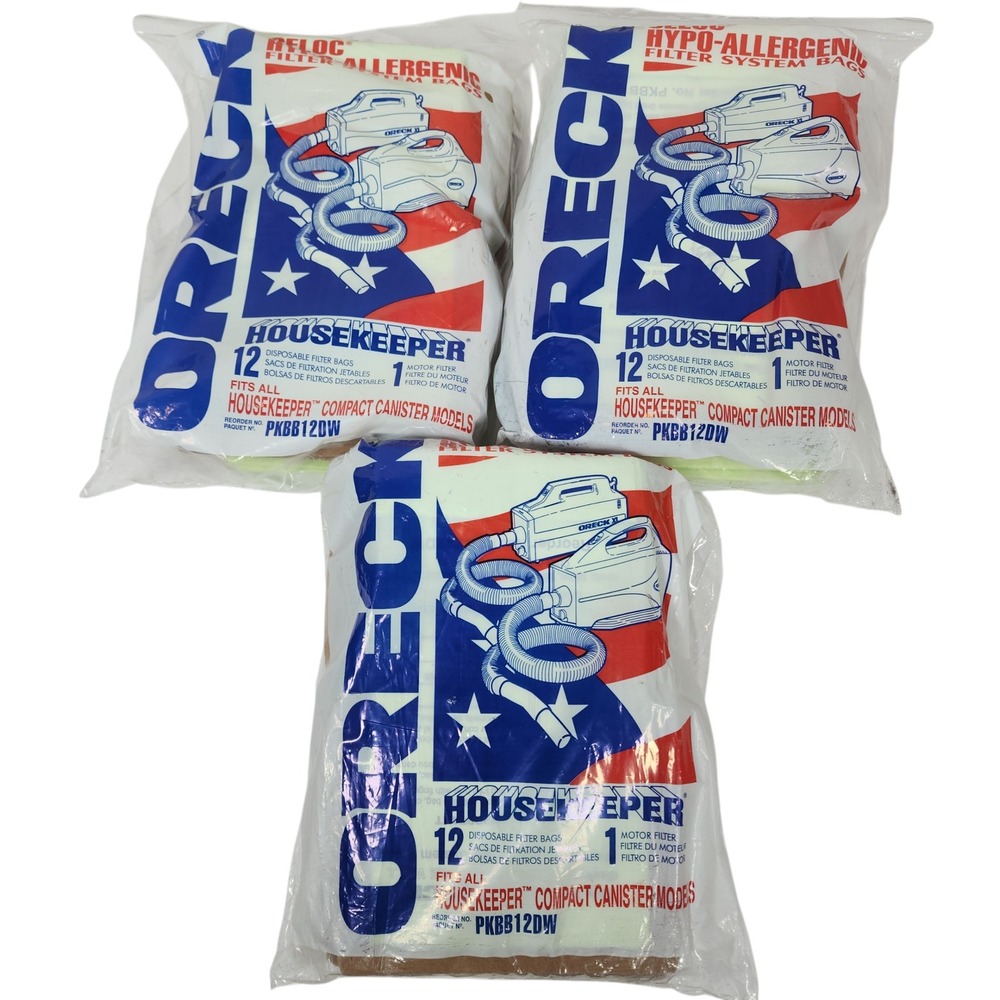Oreck Housekeeper Motor Filter System Bags PKBB12DW Hypo Allergenic